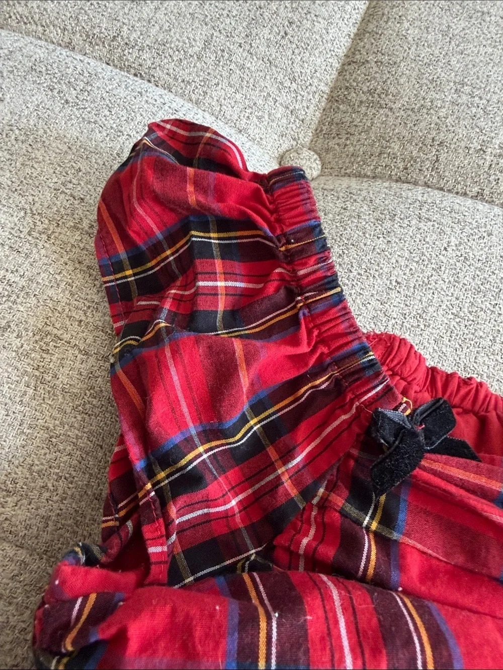 Crewcuts Girls Red Tartan Plaid Ruched Bodice Puff Sleeve Dress Size 6 Holiday